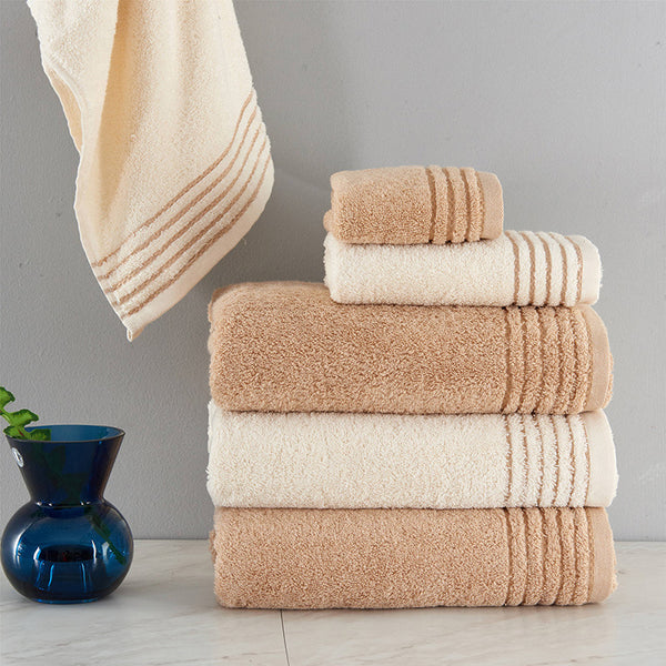 Cotton Towel Set (Beige & Brown)