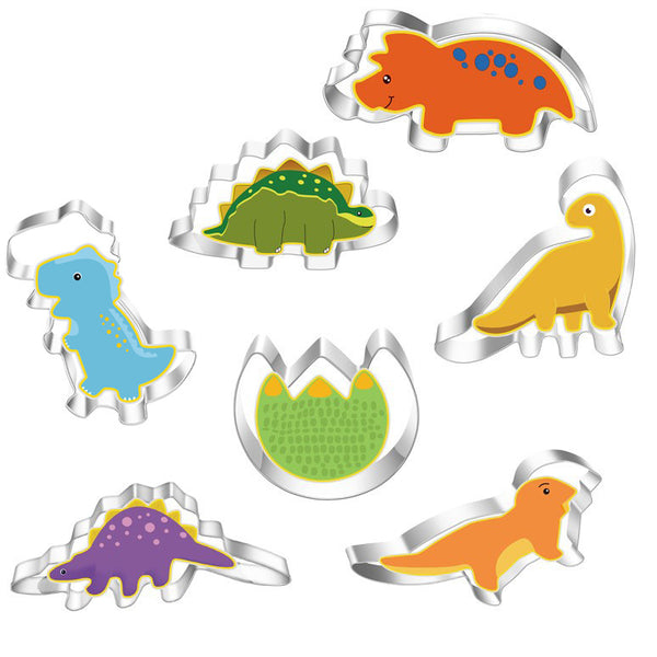 Stainless Steel Biscuit Mold Dinosaur 7-piece Set Cutting Die Set Baking Tool DIY Combination